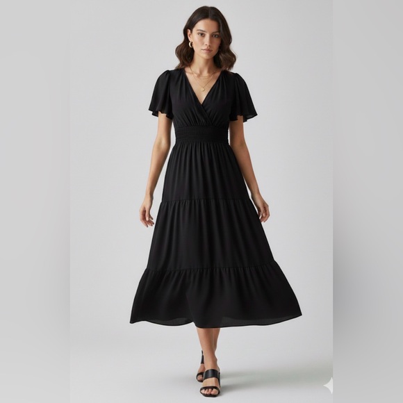 Monteau Dresses & Skirts - NWT Monteau Size S Tiered Black Maxi Dress